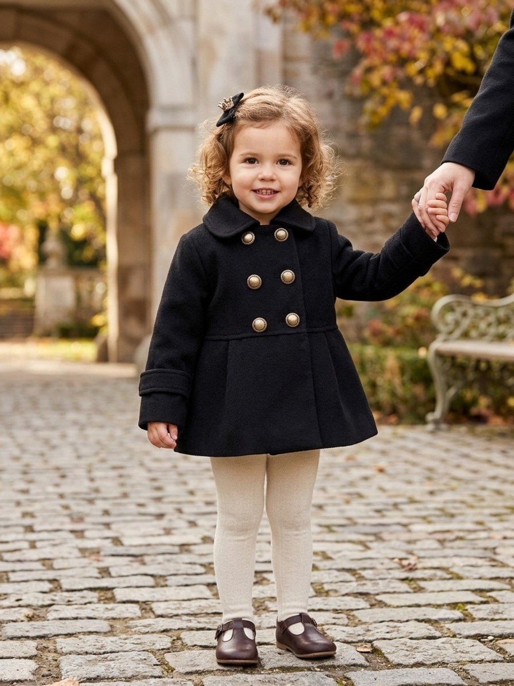 Rothschild Toddler Girls Black Hooded Faux Fur Peacoat Size 2T Like New
